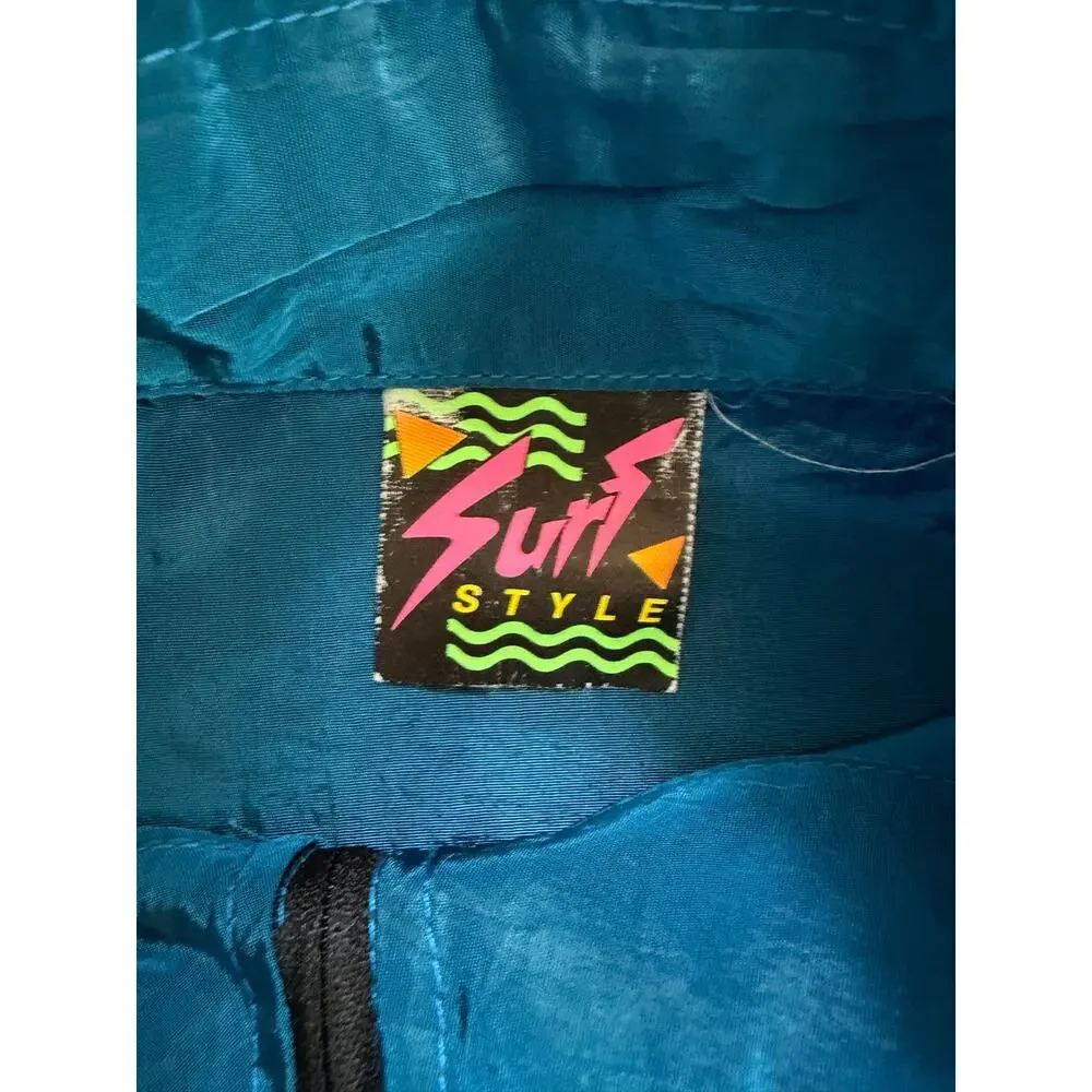 Vintage Surf Style Kids Windbreaker Interplanetary Body Gear Teal Made in USA